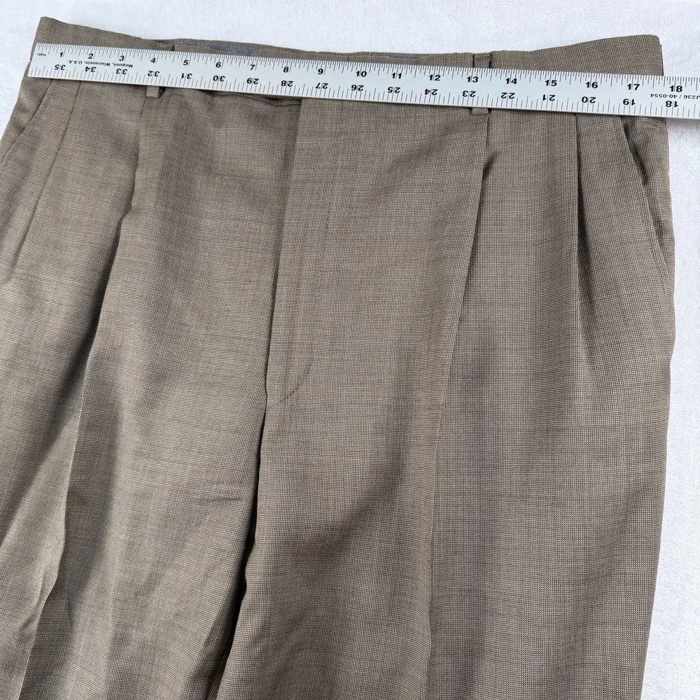 Hickey Freeman Suit Mens 46R 35x29 100% Worsted Wool USA Beige Tan Made In USA